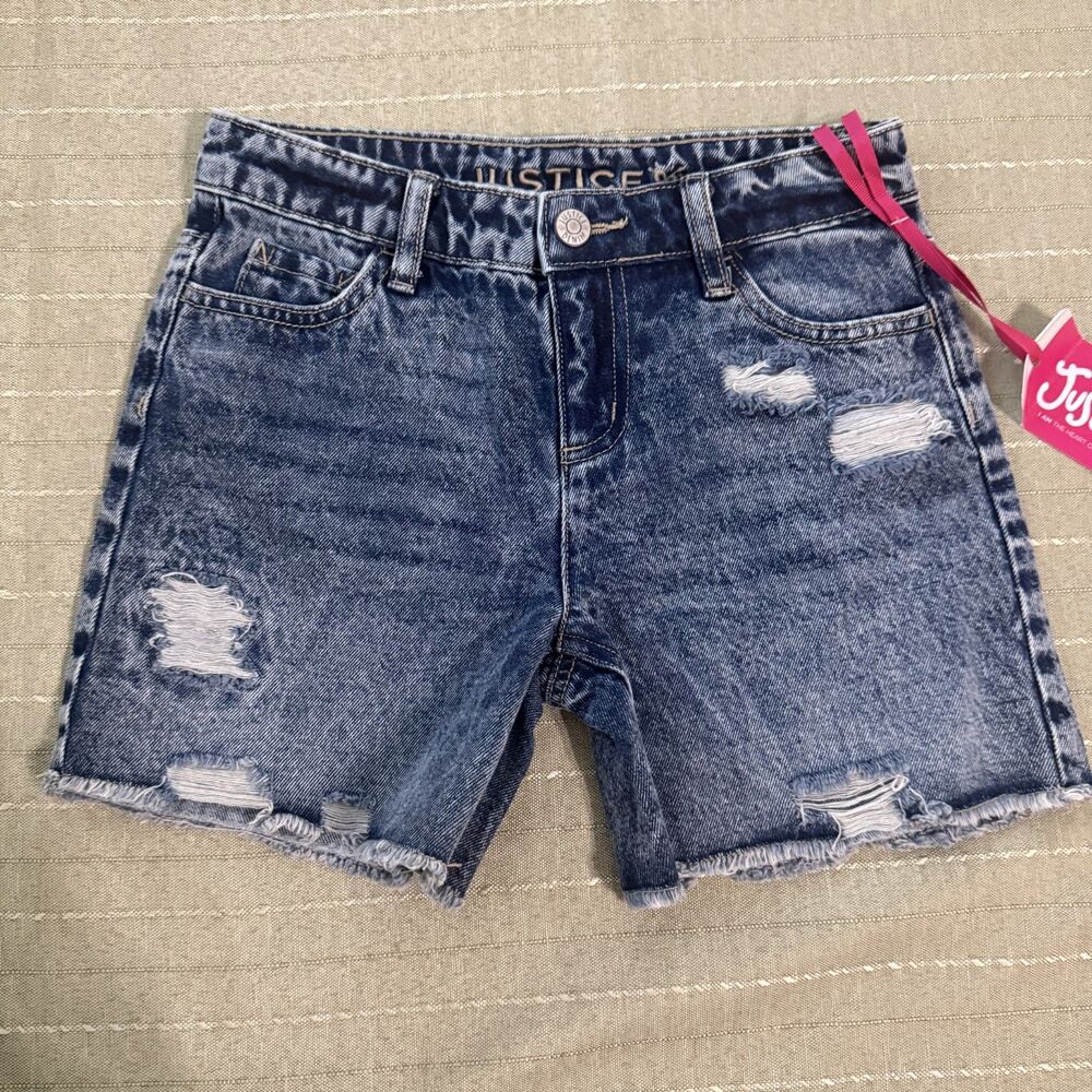 Justice Girls Blue Jean Shorts Size 7 Great Condition